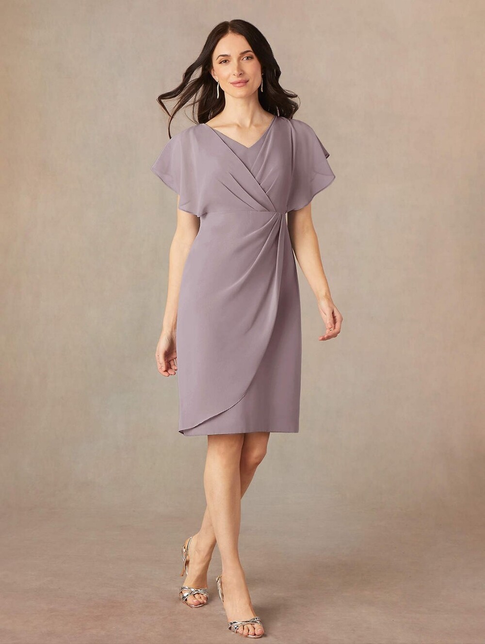 Azazie Dusk Julia Purple Gray Mother Of Bride Bridesmaid Chiffon Dress Size 18